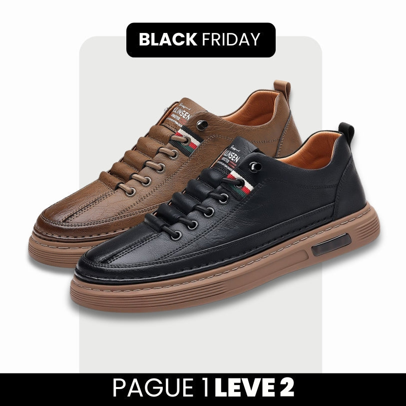 Tênis Ortopédico Italiano de Couro Legitimo